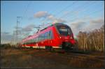 DB Regio 442 134 als RE7 Bad Belzig zum Verstärken des RE7 Dessau Hbf am 06.02.2014 durch die Berliner Wuhlheide nach Berlin Schönefeld Flughafen