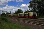 Wegen Bauarbeiten fuhr die Linie S46 im August 2024 im Sden nur bis Grnau. An der Spitze eines Dreiviertelzuges ist 483 021 auf dem Weg zum nchsten und letzten Zwischenhalt Adlershof.