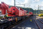 Das f�nfte Fahrzeug war dann der eigentliche Kran, eingereiht in den Leipziger Kranzug am 14 Oktober 2026 in Betzdorf/Sieg. Der 120t - Eisenbahnkran 732 002 'Mammut', 99 80 9 471 002-2 D-DBMP der DB InfraGO Netz Notfalltechnik (Standort Leipzig). Hie ...
