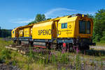 Schienenbearbeitungsmaschinen/702276/die-speno-schienenschleifeinheit-rr-16-ms-6 
Die SPENO Schienenschleifeinheit RR 16 MS-6, Schweres Nebenfahrzeug Nr. 99 84 9127 001-8 NL- SPENO, ist am 13.06.2020 in Betzdorf (Sieg) abgestellt. 

Die Schienenschleifeinheit RR 16 MS-6 wurde 2010 von MATISA Matériel Industriel S.A.(Crissier, Schweiz) unter der Fabriknummer 56026 gebaut und an die Speno International S.A. (Meyrin, Schweiz) geliefert. Die Maschine hat jedoch neue Drehgestelle der ELH (Eisenbahn Laufwerke Halle) aus dem Jahr 2018 bekommen (ELH Fabriknummer 47159 und 47160). 

Die Maschine ist für Schienenschleifarbeiten an Strecken und Weichen geeignet, die Bearbeitung ist in beide Fahrtrichtungen möglich. Im Netz ist leider wenige Daten der RR 16 MS vorhanden, so bin ich bei den Technischen Daten auf den selbst gesehenen Anschriften an der Maschine angewiesen. 

TECHNISCHE DATEN:
Spurweite: 1.435 mm (Normalspur)
Achsformel: B'B'
Länge über Puffer: 21.920 mm 
Drehzapfenabstand: 14.700 mm
Achsabstand im Drehgestell: 1.800 mm
Laufraddurchmesser: 920 mm (neu)
Eigengewicht: 86.700 kg
Dienstgewicht: 88.900 kg
Motorleistung: 708 kW
Höchstgeschwindigkeit: 100 km/h (Eigen und geschleppt)
Bremse: 2x KE-GPmZ
Bremsgewichte (je Drehgestell): P=34t G=24 t
kleinster bef. Gleisbogen: 80 m
Zul. Anhängelast: 120 t
Zur Mitfahrt zugel. Personenzahl: 6
Kraftstoffvorrat: 2.800 l  (Diesel)
Zugelassen für Streckenklasse D2 und höher