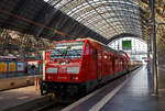 Die DB Regio 245 018 (92 80 1245 018-7 D-DB) am 21.03.2023 mit einem Regionalzug im Hbf Frankfurt am Main.