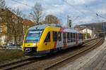 Der VT 209 ABp (95 80 0640 109-4 D-HEB) ein Alstom Coradia LINT 27 der HLB (Hessische Landesbahn) verlässt am 20.04.2021, als RB 90  Westerwald-Sieg-Bahn  (Siegen - Au/Sieg - Altenkirchen -