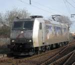 185 540-2 von TXLogistik beim Rangieren im Bahnhof Rostock-Bramow.(07.04.2011)  