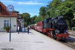 99 2322-8 Mecklenburgische Bderbahn Molli mit der (MBB14625) von Ostseebad Khlungsborn West nach Bad Doberan, bei der Einfahrt in Bad Doberan.