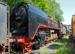 Die schwere Güterzugdampflokomotive 44 196, ex DR 44 2196, ex DR 44 0196-4, im Dampflokmuseum Hermeskeil am 09.06.2014.