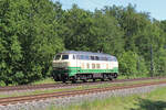 218 396-0 (BEG-Brohltal-Schmalspureisenbahn Betriebsgesellschaft mbH) am 17.05.2024 in Tostedt - Dreihausen.