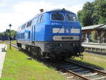 PRESS 218 055 stand zwei Tage lang in Putbus.Am 16.Juni 2024 verließ die Lok Putbus wieder.