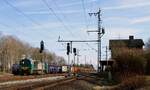 Nächster Düngerzug, diesmal mit der NRAIL/BeLog 1272 205-6 und den GATX/WASCOSA/BeLog Eamnos Wagen. Hier die Variante mit dem alten privat genutzten ehemaligen Bahnhofsgebäude von Jübek. 17.03.2023