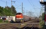 WLE 56 oder 4185 024-1(Vossloh DE18) mit Tunnelbau-Teilen auf Rens und Smmps Wagen auf dem Weg nach Pattburg/DK.