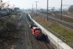 14.03.2014 14:36 Uhr - 261 042 durfte heute noch eine zweite Tour nach Gardelegen machen, sie holte einen Militärzug aus Letzlingen Ost ab und brachte diesen gleich nach Magdeburg Rothensee weiter.