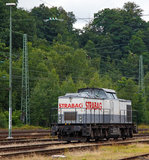   Die 203 841-2 (92 80 1203 841-2 D-STRA) der STRABAG Rail GmbH, ex DB 202 841-3, ex DR 112 841-2, ex, DR 110 841-4, ist am 23.07.2016 in Betzdorf/Sieg abgestellt.