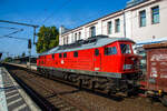 Die Ludmilla 233 322-7 (92 80 1233 322-7 D-DB) der DB Cargo, ex DB 232 322-8, ex DR 132 322-9, f�hrt am 19.09.2018 mit einem G�terzug durch den Hauptbahnhof Brandenburg an der Havel.