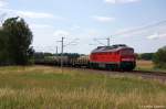 232 498-6 DB Schenker Rail Deutschland AG mit einem gemischtem Gterzug aus Brandenburg Altstadt bei Nennhausen und fuhr in Richtung Wustermark weiter.