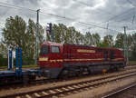 Die 273 008-2 (92 80 1273 008-3 D-CLR), eine Vossloh G 2000 BB, der CLR - Cargo Logistik Rail-Service GmbH (Barleben-Ebendorf) am 14.05.2022 bei Bad Kleinen, aufgenommen aus einem Zug heraus.