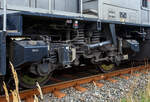Detailbild vom Drehgestell 2 der 277 809-0  Elmi“ (92 80 1277 809-0 D-KAF), eine Vossloh MaK G 1700 BB der KAF - Falkenhahn Bau AG (Kreuztal), hier am 12 Oktober 2025 im Bahnhof Herdorf.