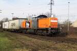 Am 9 Februari 2023 ist Bocholter Eisenbahn 295 057 an die Arbeit in Emmerich.