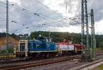 Im schlepp der 211 041-9 der NeSa (Eisenbahn-Betriebsgesellschaft Neckar-Schwarzwald-Alb mbH, Rottweil), ex DB V 100 1041, durch den Bahnhof Betzdorf (Sieg) in Richtung Köln am 25.06.2022, zwei