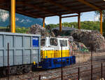 Die Tm 2/2 Lok der Cablofer Recycling SA (heute Thommen SA, Bex), eine O&K MB 5 N, am 28.05.2012 in Bex.