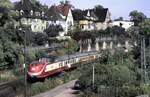601 Alpen-See-Express fährt in Ulm ein am 22.09.1985.