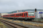 Die beiden Triebzüge 628 225 und 628 255  Stadt Bad Laasphe  erreichen als RB 94 nach Erndtebrück ihren Endbahnhof.