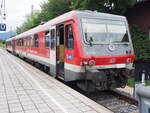 628 596 der Südostbayernbahn auf der Strecke Prien-Aschau in Prien am 10.08.2019.