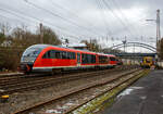 Der Dieseltriebzug 642 060 / 642 560 (95 80 0642 060-7 D-DB / 95 80 0642 560-6 D-DB) ein Siemens Desiro Classic der Kurhessenbahn (gehört zur DB Regio AG), fährt am 08.01.2022, als RB 94 „Obere