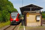   Zwei gekuppelte Bombardier Talent (644 027 / 527 und 644 033 / 533) am 07.06.2014 beim Halt im Bahnhof Dieringhausen.