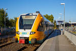   Der VT 646.040  Rathenow  (95 80 0946 040-2 / 95 80 0646 040-5 / 95 80 0946 540-1 D-ODEG) ein Stadler GTW 2/6 der Ostdeutsche Eisenbahn GmbH (ODEG) steht am 18.09.2018 als RB 51 nach Rathenow im Hbf
