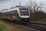 Rhein-RuhrBahn 648 427 passiert der Fotograf am offenbarer Stelle zwischen Krefeld und Neuss am 22 Januar 2025.