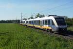 Am 24 April 2026 wird RheinRuhrBahn 648 411 bei Kaarst-Broicherseite vom offenbarer Weg fotografiert.