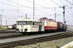 799 711-8  Erlebte Bahn  und 120 002-1 bei der Jubiläumsparade 150 Jahre Deutsche Eisenbahn in Nürnberg am 14.09.1985.