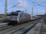 90 min bevor IC 2213 Binz-Stuttgart Rostock erreichte,hielt 101 144 am 05.Mrz 2011 in Bergen/Rgen.