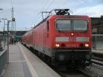 143 860 fuhr,am 19.September 2011,den RE 13032 Binz-Stralsund.Hier beim Halt in Bergen/Rgen.