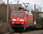 152 113-7 KLV Zug 43761 von Rostock Seehafen nach Novara bei der Durchfahrt um 13:26 Uhr in der Gterumfahrung in Hhe Rostock Hbf.12.01.2014