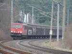 155 036-7 mit Gterzug von Rostock-Seehafen gen Schwerin bei der Einfahrt in Bad Kleinen am 06.02.2016