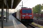 185 309-2 mit PKP-Cargo Eoas Ganzzug in Rathenow in Richtung Wustermark unterwegs.