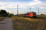 155 112-6 DB Schenker Rail Deutschland AG mit einem Gterzug in Satzkorn und fuhr in Richtung Golm weiter.