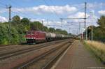 LEG 250 137-7 (155 137-3) Leipziger Eisenbahnverkehrsgesellschaft mbH mit einem Kesselzug  Dieselkraftstoff oder Gasl oder Heizl (leicht)  in Niederndodeleben und fuhr in Richtung Braunschweig