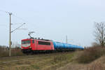 Am 29.02.2020 fuhr MAED 155 183 mit dem Kesselzug DGS 42392 Decin - Hamburg in Richtung Salzwedel.