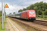 101 142-8 mit dem EC 379  Porta Bohemica  von Kiel Hbf nach Praha hl.n. in Baruth(Mark). 04.08.2016