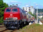 Der historische TEE-Rheingold steht am 30.08.2009 im Bahnhof Biedenkopf zur Abfahrt nach Bad Laasphe zum Bahnhofsfest bereit.