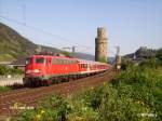 110 295-3 verl�sst Oberwesel mit ein Verst�rkungs RE nach Koblenz.