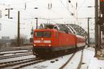 Am verschneeten 13 Jänner 2000 treft 112 180/ mit ein Nachtzug in Köln Hbf ein.