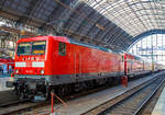   Die DB Regio 114 021 (91 80 6114 021-9 D-DB), ex DR 112 021-1, steht am 01.08.2019, mit dem RE 50  Kinzigtalbahn  nach Fulda, im Hbf Frankfurt am Main zur Abfahrt bereit.