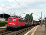 139 557-3 mit Stahlzug (meist Stahlmatten) in Peine am14.06.2014.