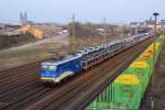 30.03.2014 18:32 Uhr - EVB 140 774 durchfhrt mit einem BLG-Zug aus Richtung Buckau kommend Magdeburg-Sudenburg in Richtung Westen.