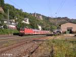 143 164-2 verl�sst Bacharach mit einer RB Mainz HBF.