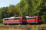 BR 151/298805/151-036-1-und-dahinter-die-140 151 036-1 und dahinter die 140 850-9 beide von der DB Schenker Rail, abgestellt am 29.09.2013 beim Bahnhof (Lennestadt-) Altenhundem.