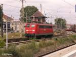 151 063-5 r�ckt in Frankfurt/Oder aus in Richtung Oderbr�cke.
