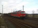155 036-7 mit gemischten G�terzug in Saarmund.